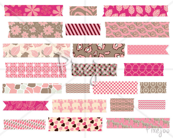 Digital Washi Tape Clipart Black Pink Graphic by Sweet Shop Design ·  Creative Fabrica